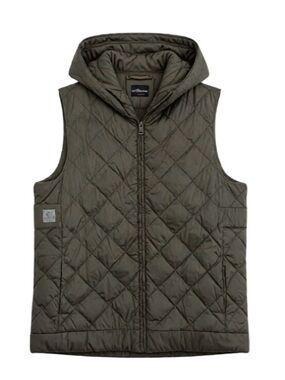 Max Mara The Cube Quilted Hooded Puffer Vest in Olive Green